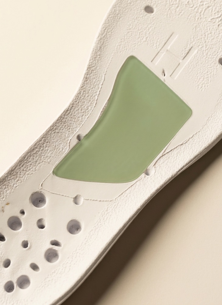 Supportive nylon shank embedded in the footbed