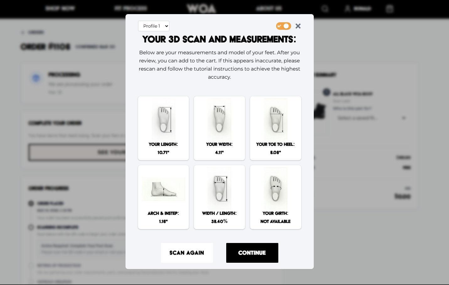 Review measurements and name tag